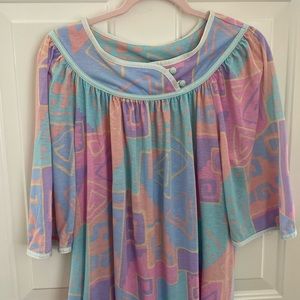 70’s Vintage Pastel Housedress, Muu Muu, Lounger. Made In USA. Size Small